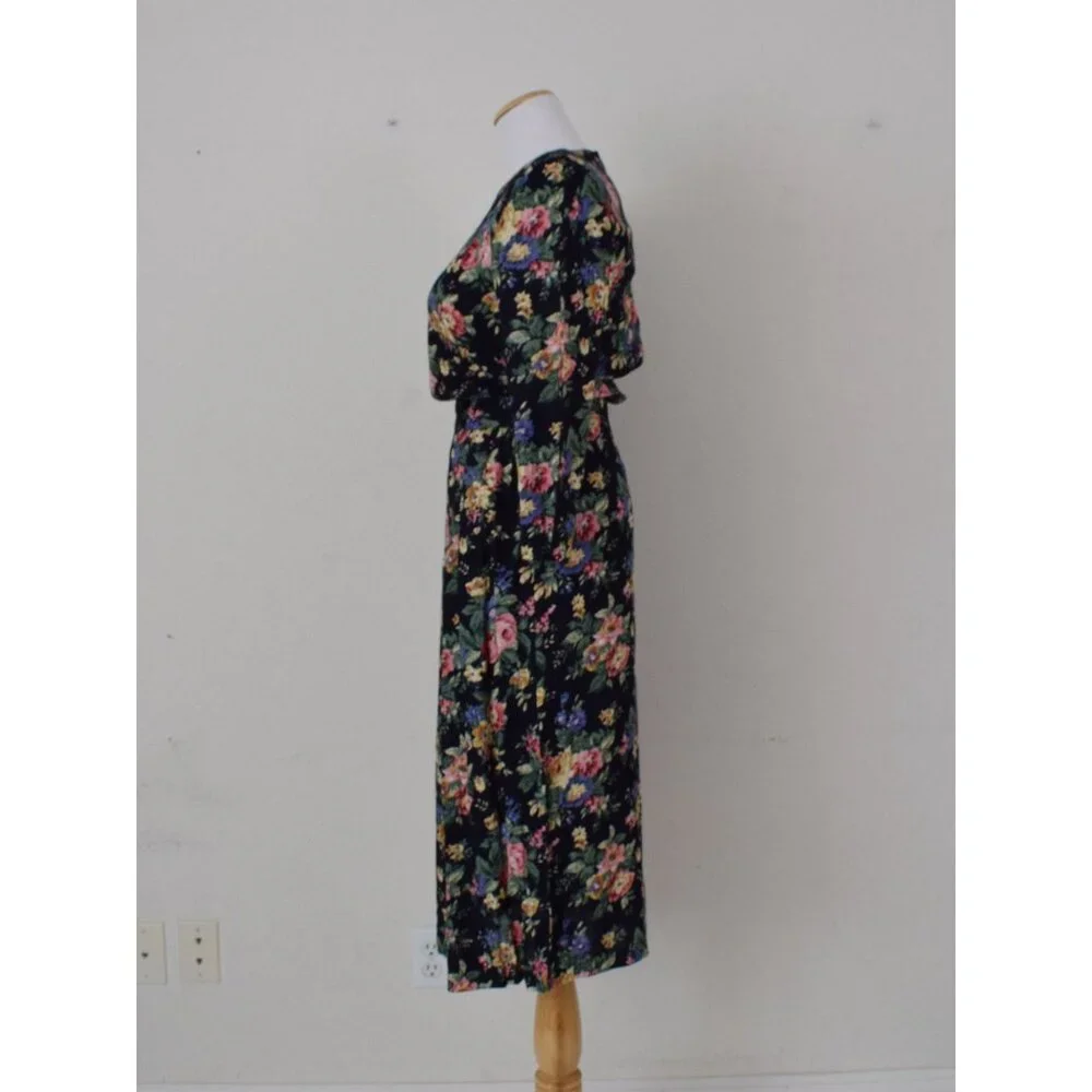 Vintage 90s Floral Rayon Dress‎ size 6